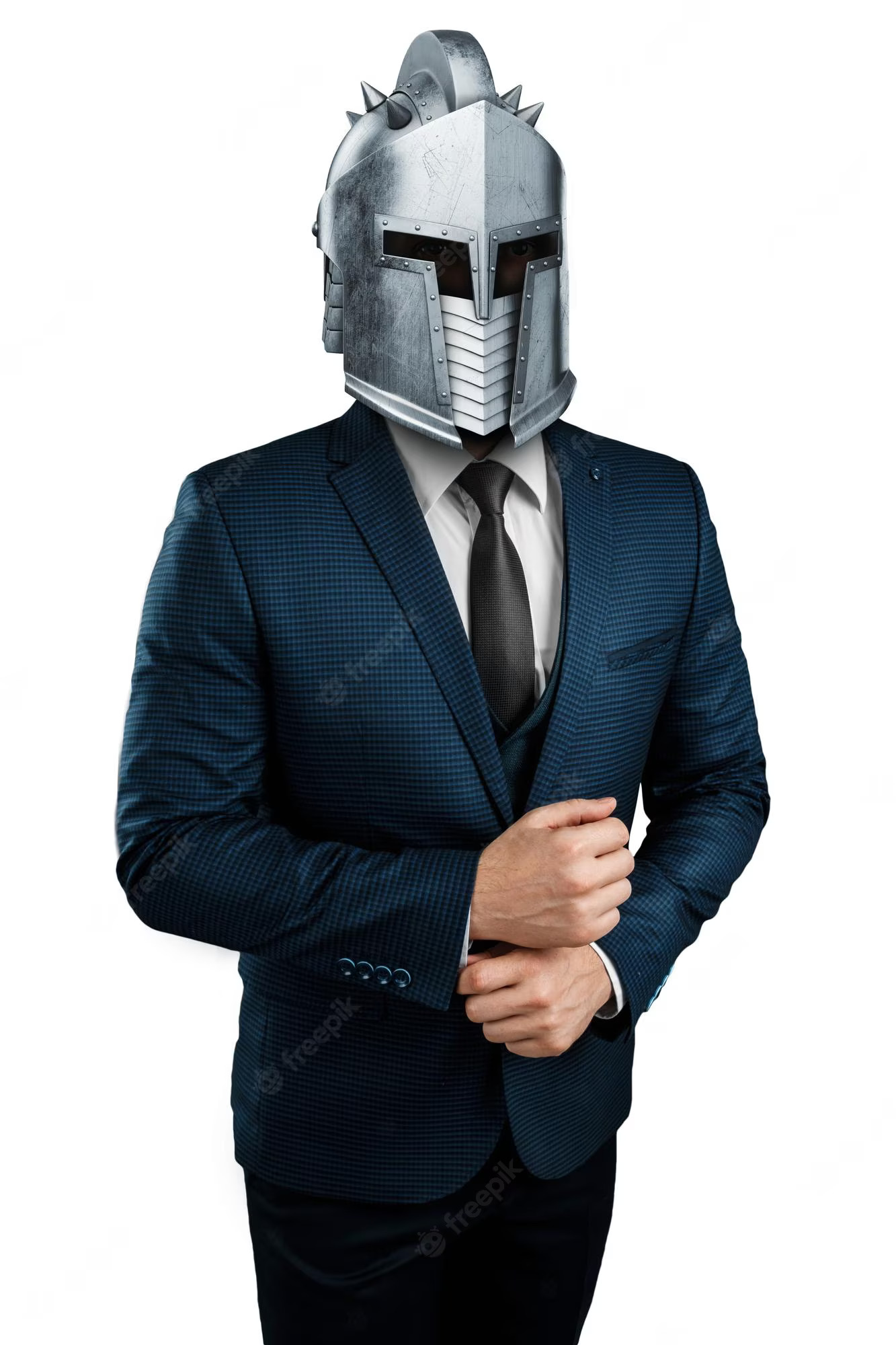 creative-image-man-suit-businessman-knight-s-helmet-his-head-white-background-concept-modern-hero-overcoming-difficulties-crisis-management-magazine-style_99433-8424